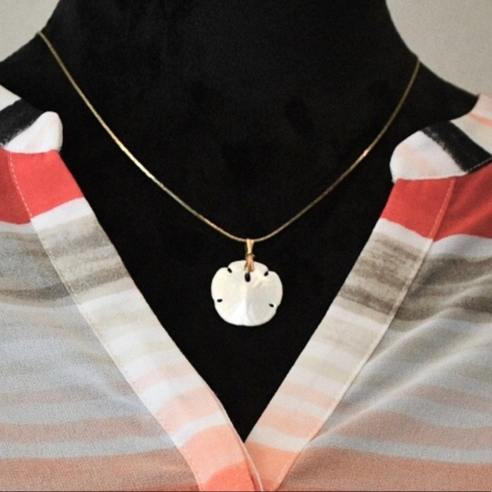 Sand Dollar Pendant on Gold Chain